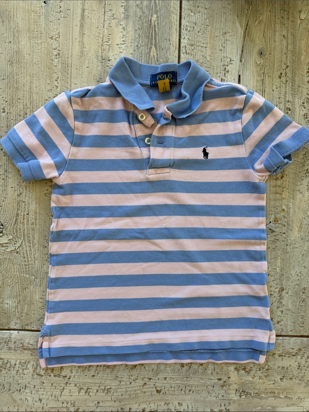 Polo by Ralph Lauren Kids Blue & Pink Striped Polo, size 6